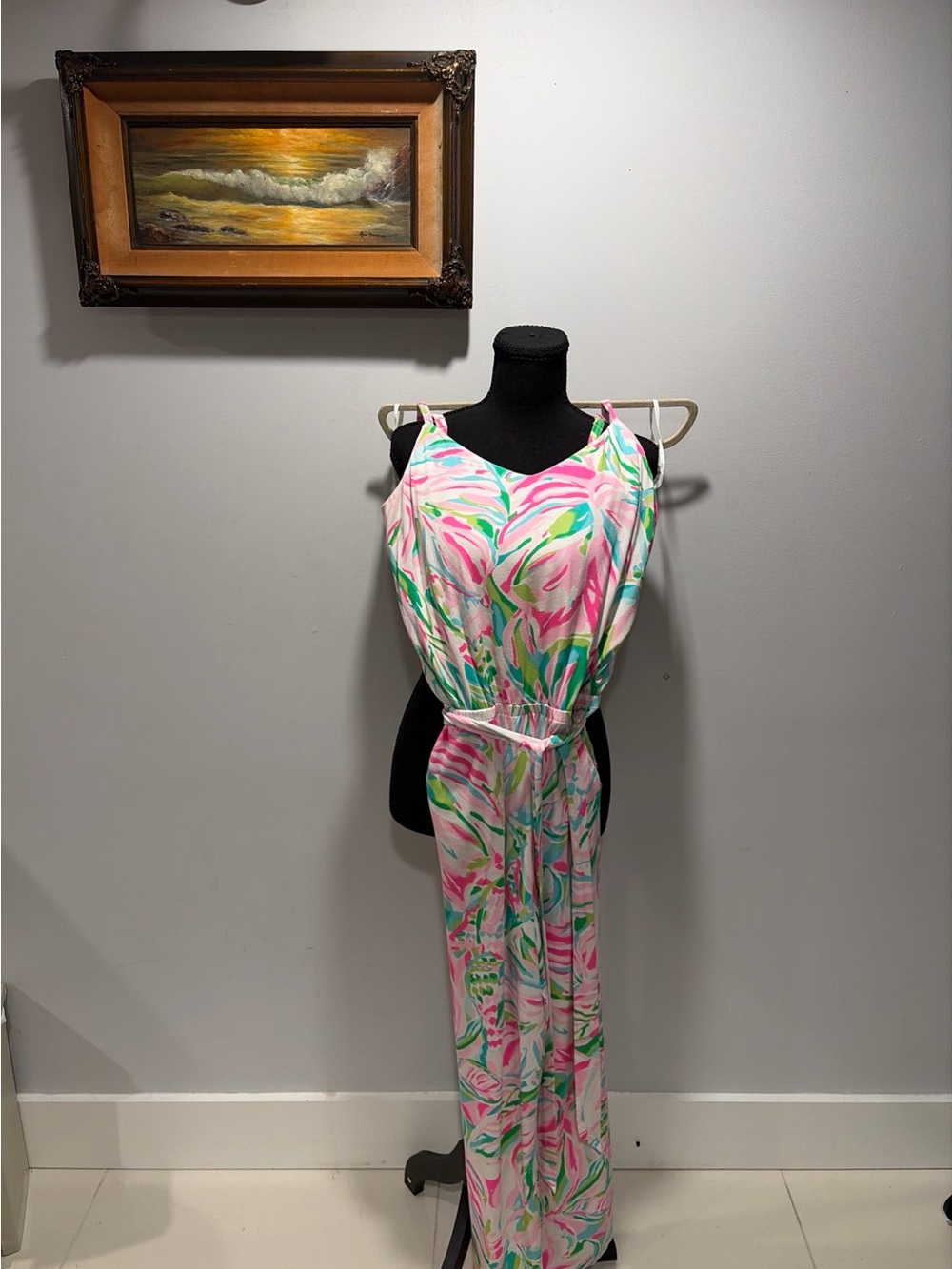 Lilly Pulitzer Arabelle jumpsuit Colorful Pink Green Preppy Botanical